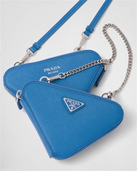 prada 1nr015|Light Blue Saffiano Leather Mini Pouch .